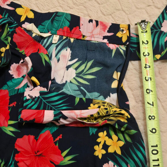 Soft Surroundings Navy Blue Floral Belted Pants, Size Small - Picture 5 of 10